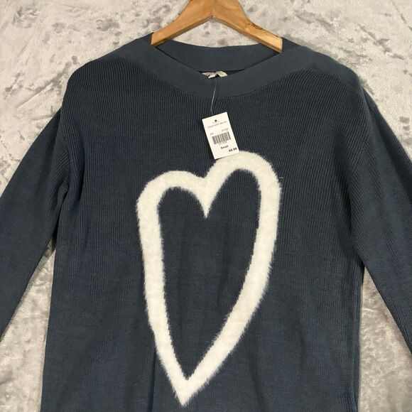 Kate & Sam Sweaters - NWT Kate & Sam Navy Ribbed Heart Sweater Small Cottagecore Coquette Soft Girl